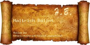 Haltrich Bálint névjegykártya